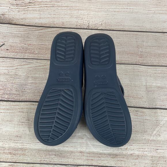 Crocs Womens Monterey Diamante Womens sz 7 Slip-On Wedge Sandals Navy Blue - Picture 8 of 9